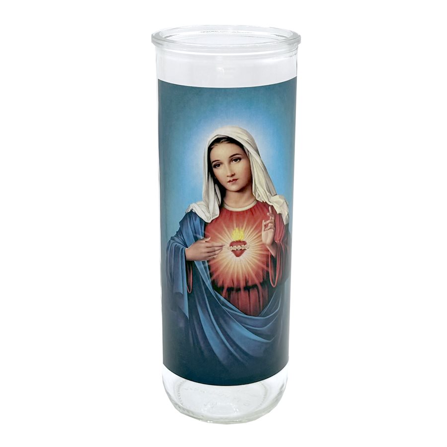 Immaculate Heart Mary Glass Nova Candle Holders, 3 x 8¼" / u