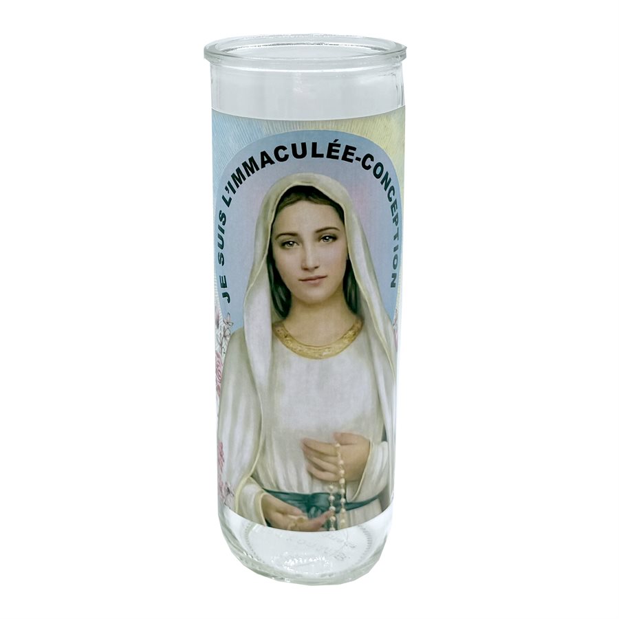 Our Lady Lourdes Glass Nova Candle Holders, 3 x 8¼" / un