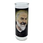 Padre Pio Glass Nova Candle Holders, 3 x 8¼"  /  un